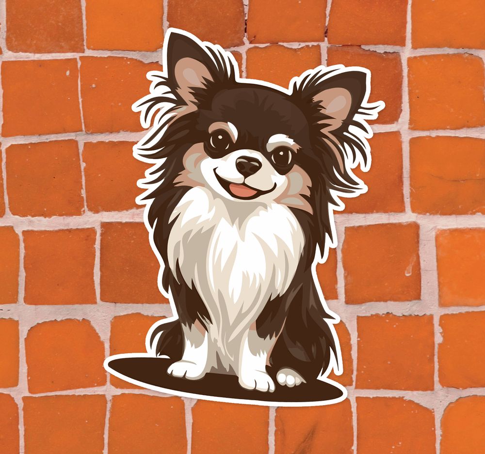 Long Haired Chihuahua Puppy Dog Sticker