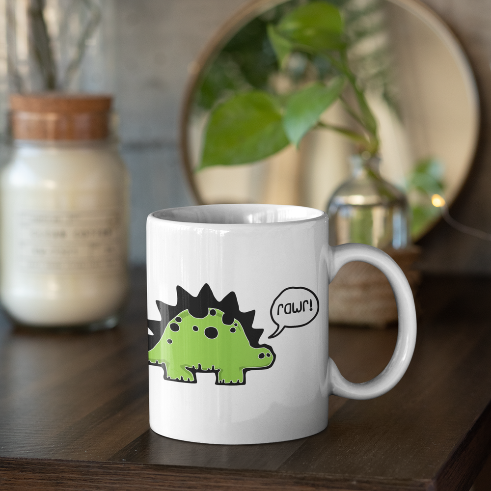 Rawr! Dino Stegosaurus Dinosaur Ceramic Coffee Tea Mug 11oz 