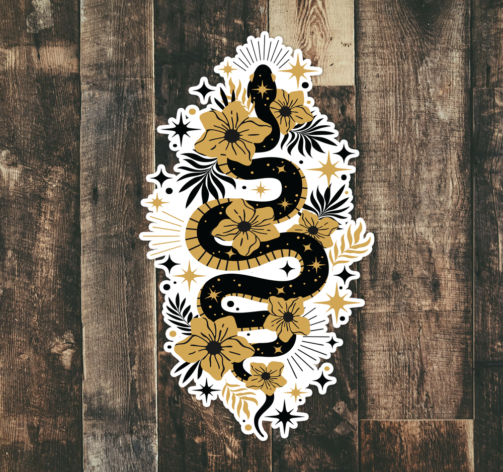 Mystic Gold Snake Sticker - Waterproof, Fade-Resistant Decal