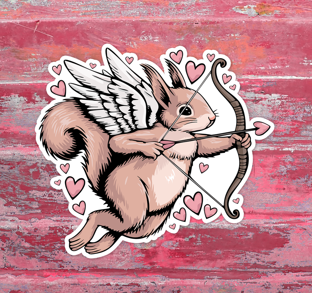 Cupid Squirrel Sticker Valentine's Day Decal Gift