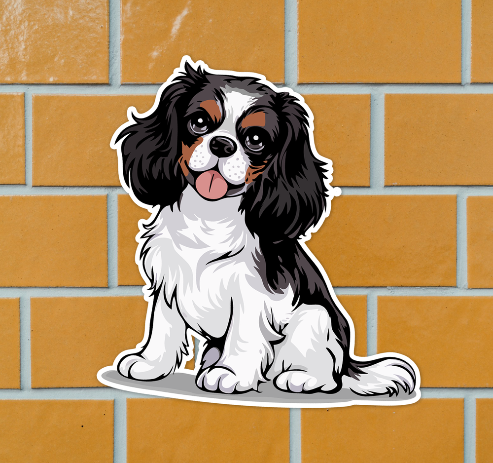 Tricolor Cavalier King Charles Spaniel Dog Sticker