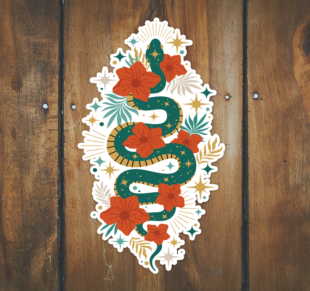 Mystic Jade Snake Sticker - Waterproof, Fade-Resistant Decal