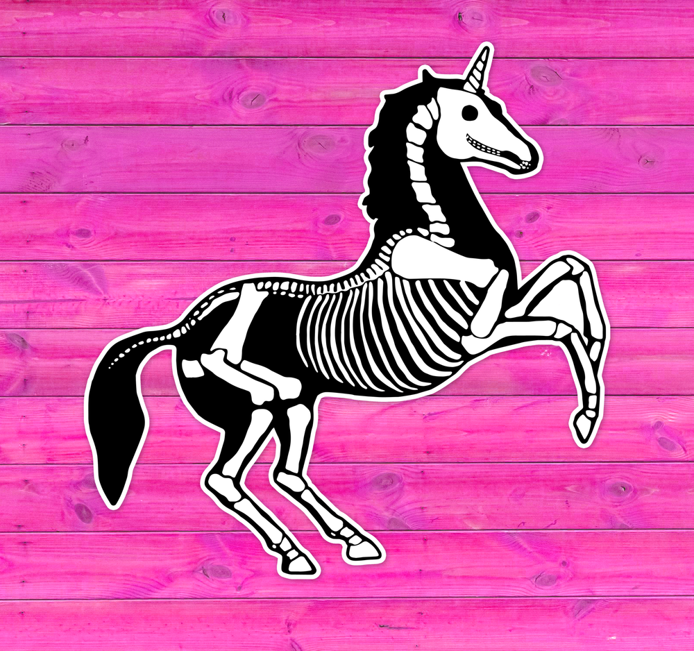 Unicorn Skeleton Sticker Halloween Gothic Decal
