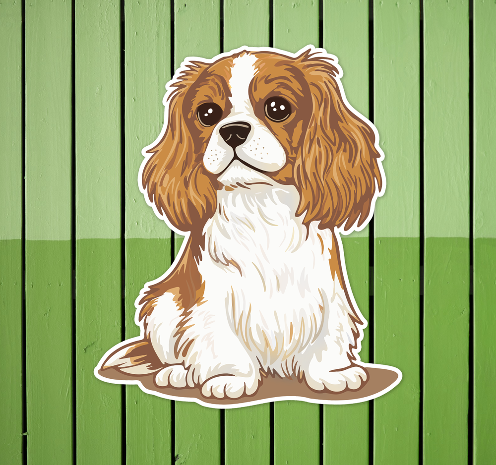 Blenheim Cavalier King Charles Spaniel Puppy Dog Sticker